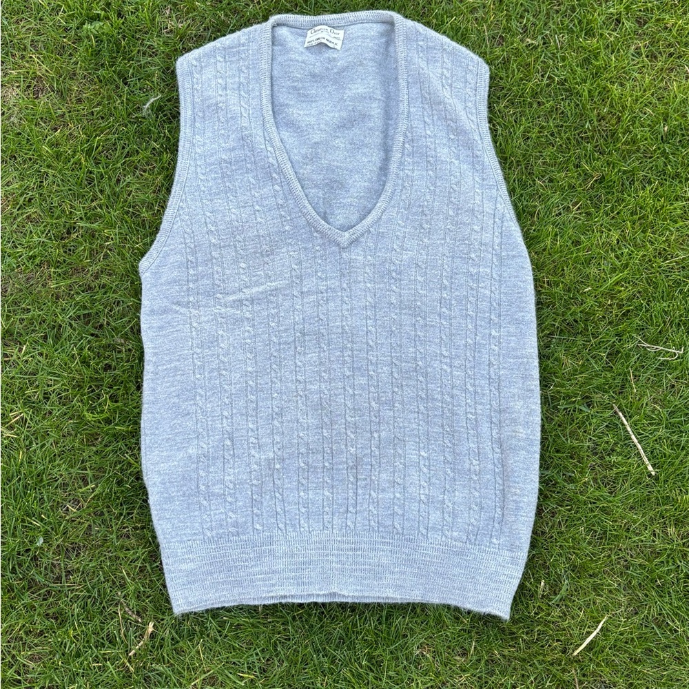 Christian Dior Gray V-Neck Sweater Vest